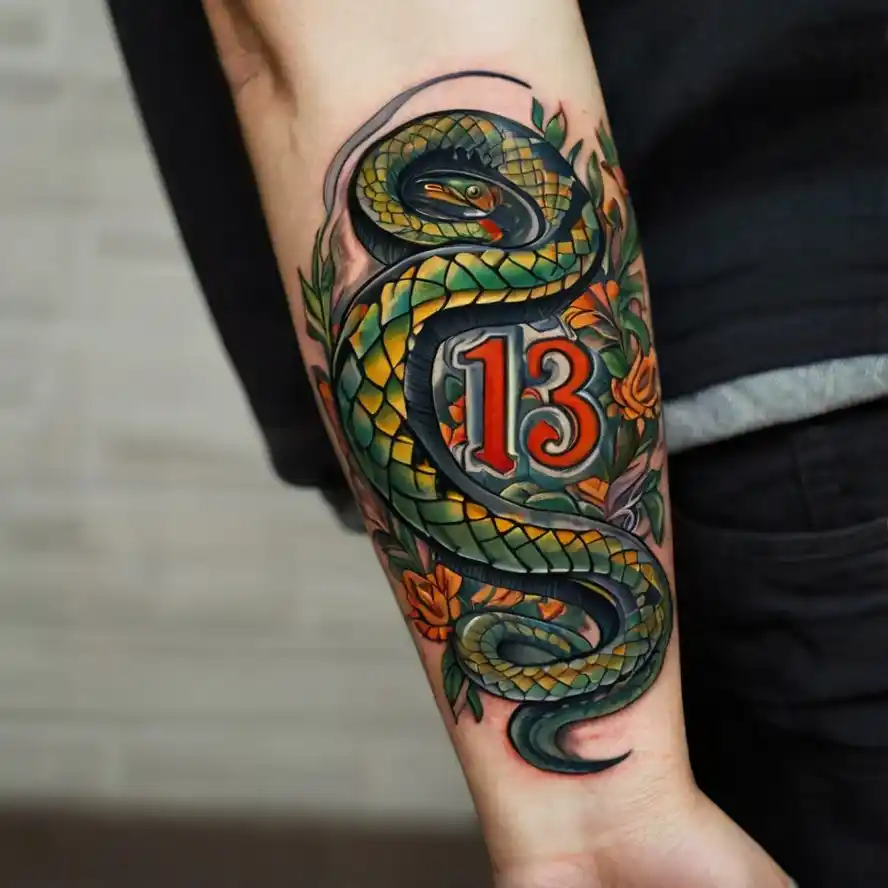 Snake Wrapped Around the Number 13