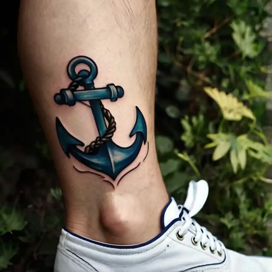 Anchor with Rope Tattoo