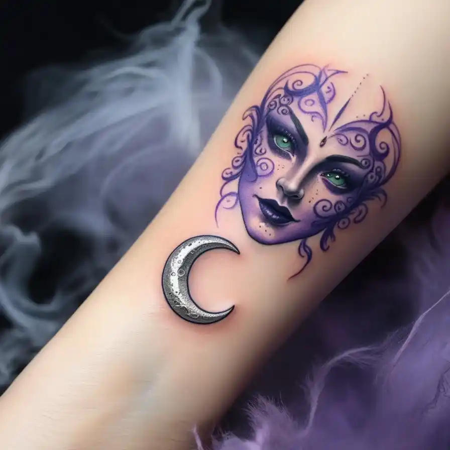 Mini Crescent Moon With A Witch’s Face