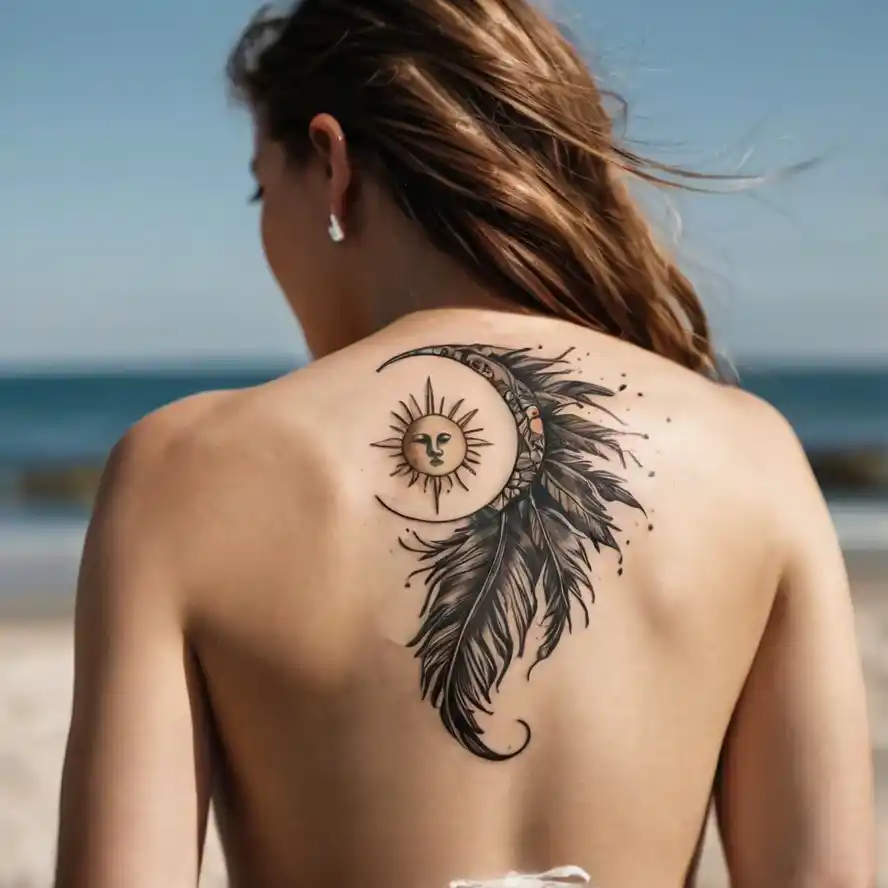 Sun and Moon with Feathers