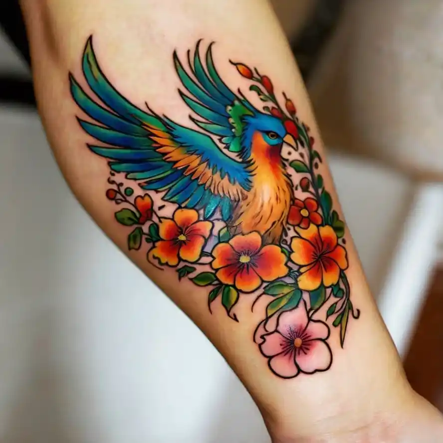 Phoenix and Flowers