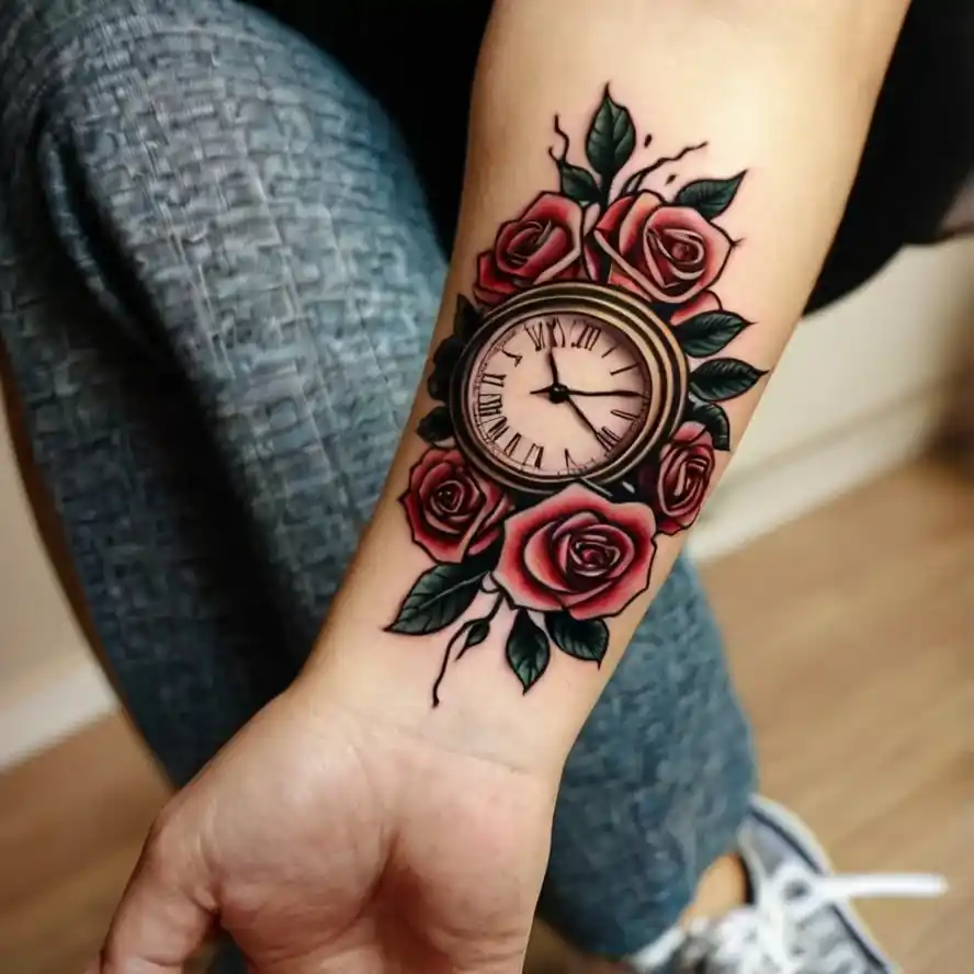 Clock and Roses