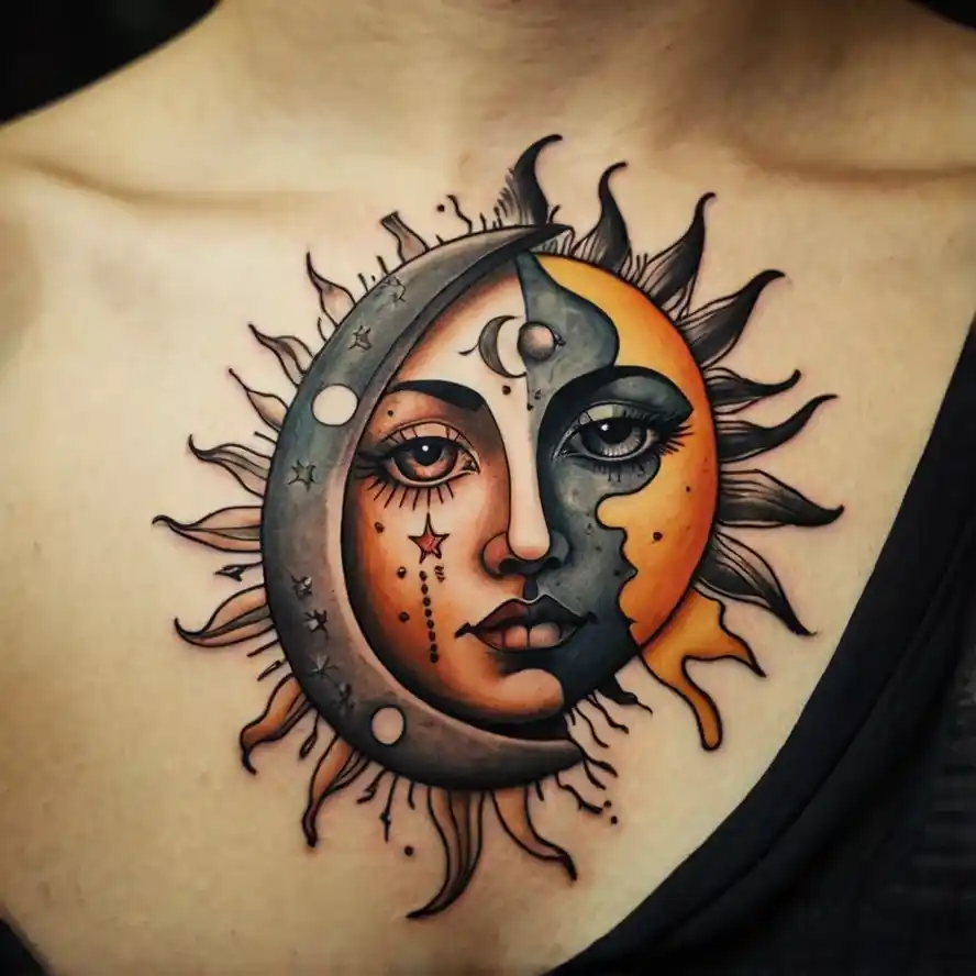 Sun and Moon as Hands Holding Each Other