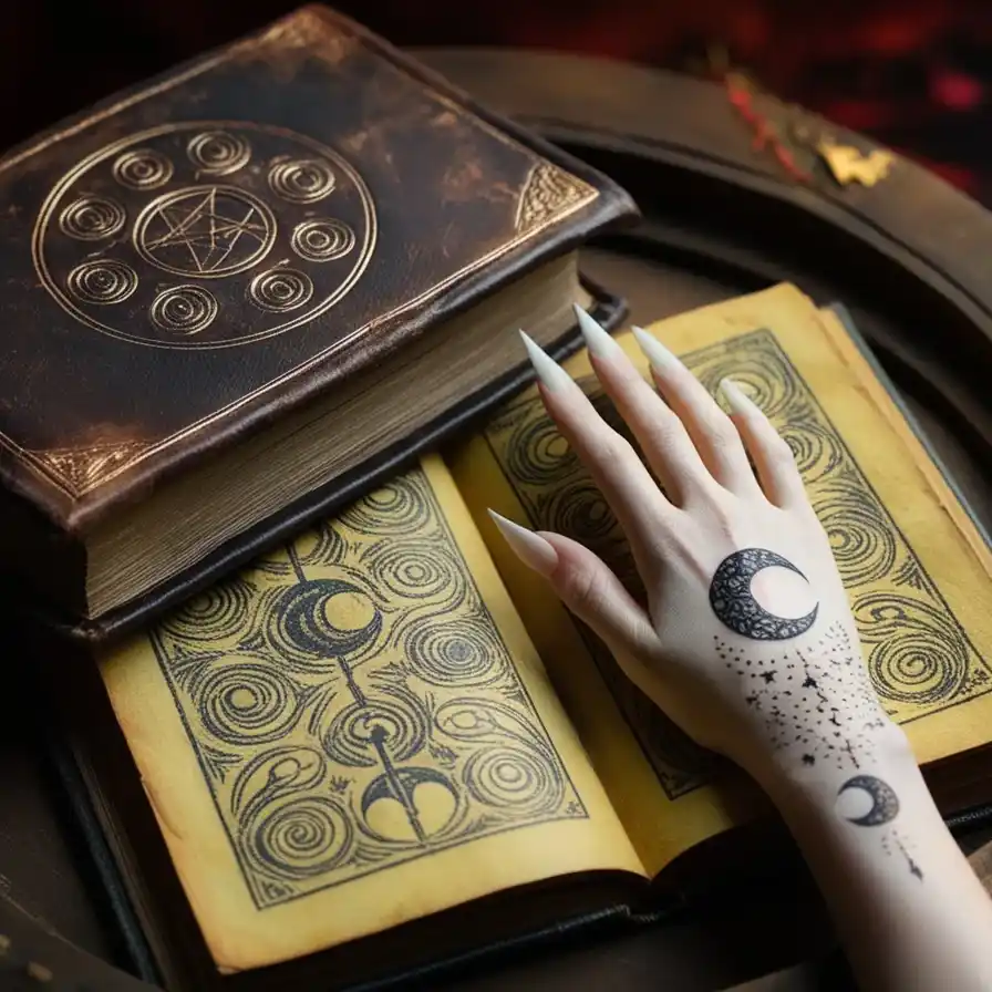 Tiny Witch's Grimoire With Symbols