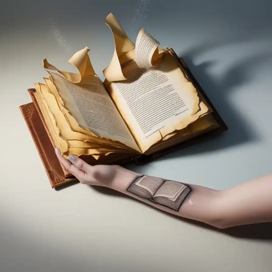 Open Book with Flying Pages