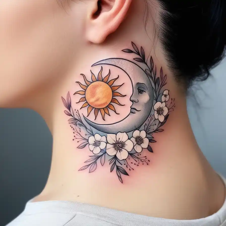 Sun and Moon with Floral Accents