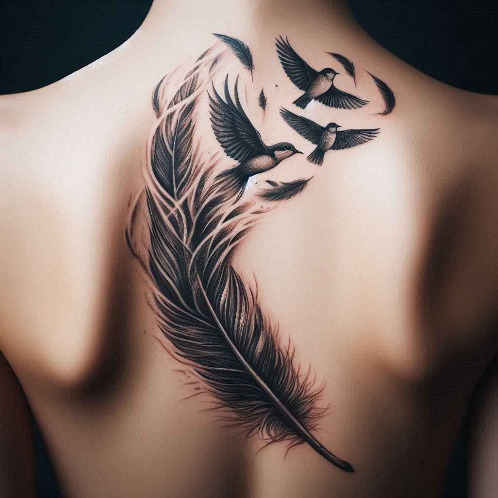 Feather Transforming into Birds