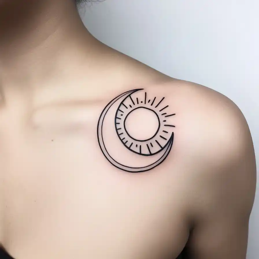 Minimalist Sun and Moon Outline