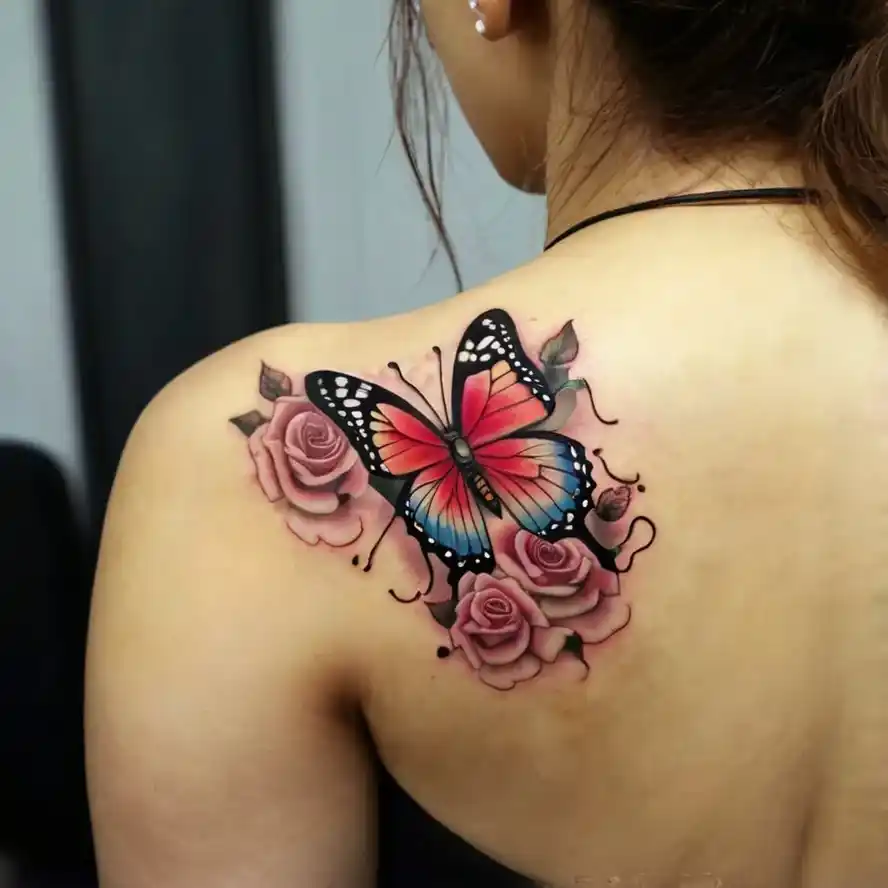 Butterfly and Rose Combination