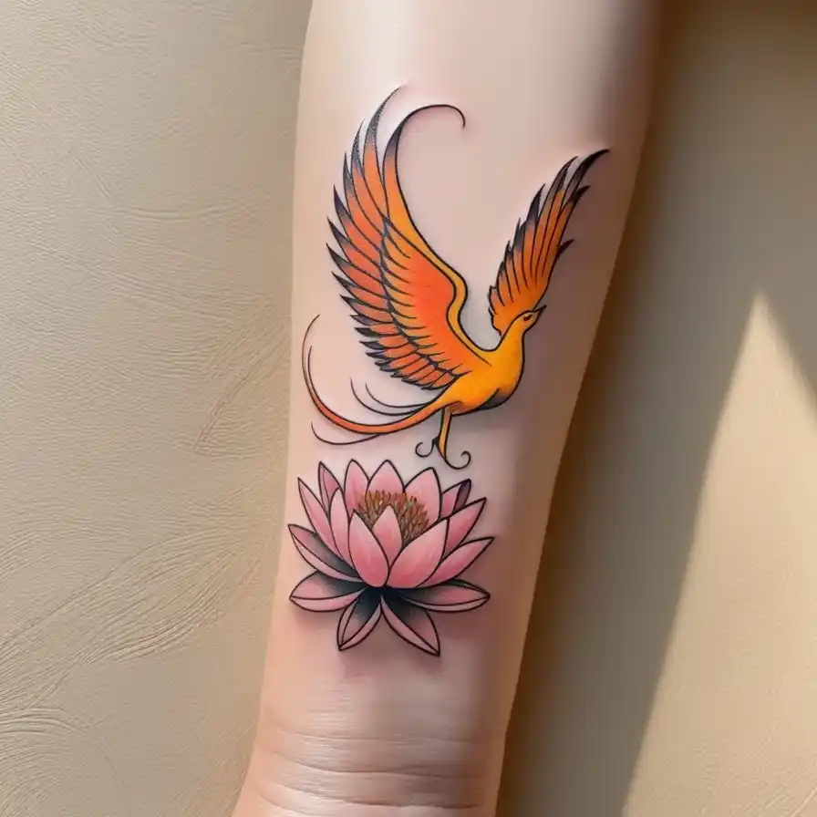 Phoenix and Lotus Flower