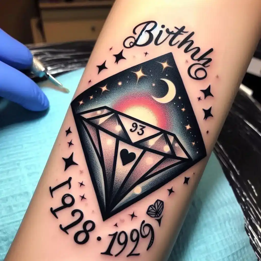 Birth Date Inside a Diamond