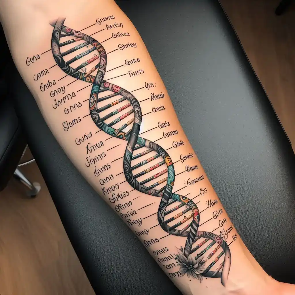 DNA Helix with Family Names