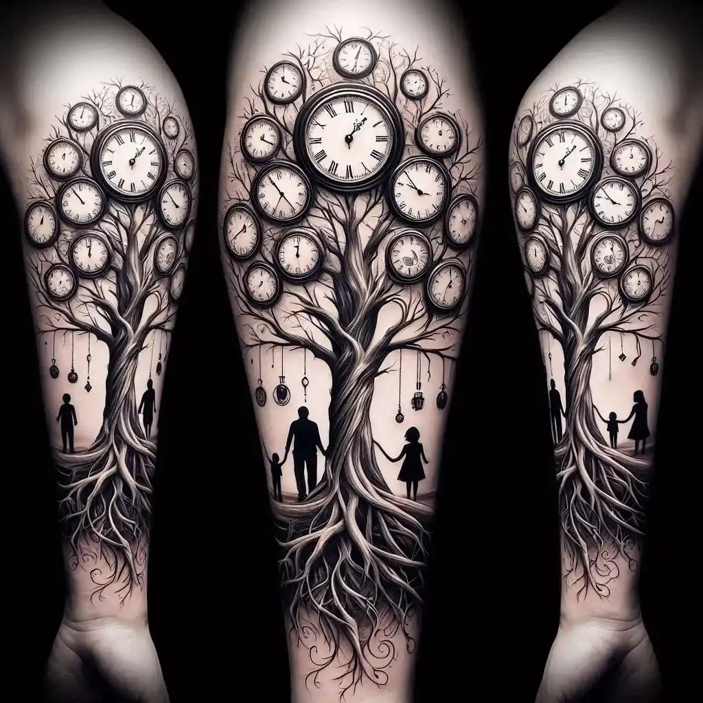 Family Tree with Clocks as Branches