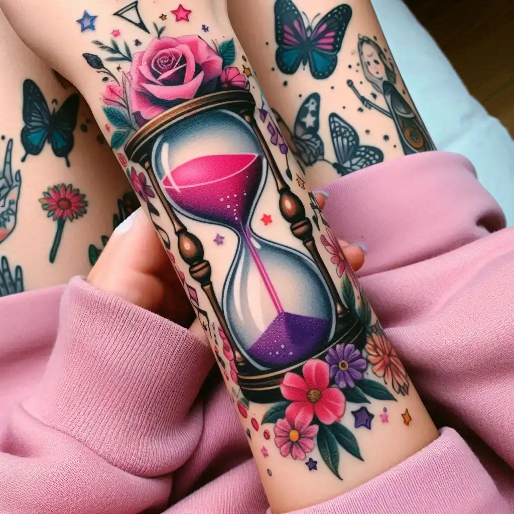 Hourglass with Flowers