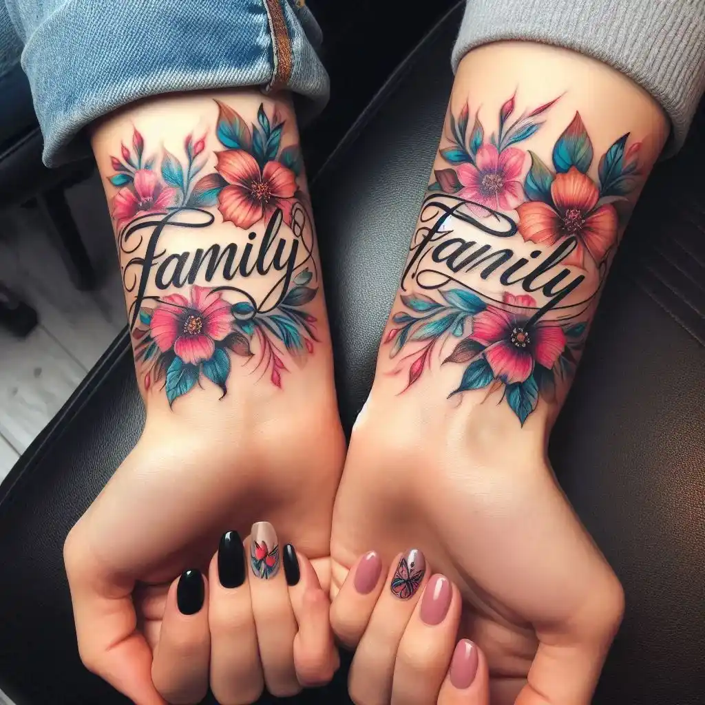 Matching Family Name Tattoos