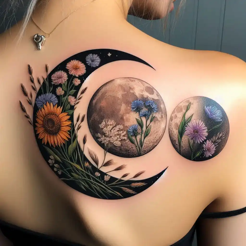 Moon Phases with Wildflowers