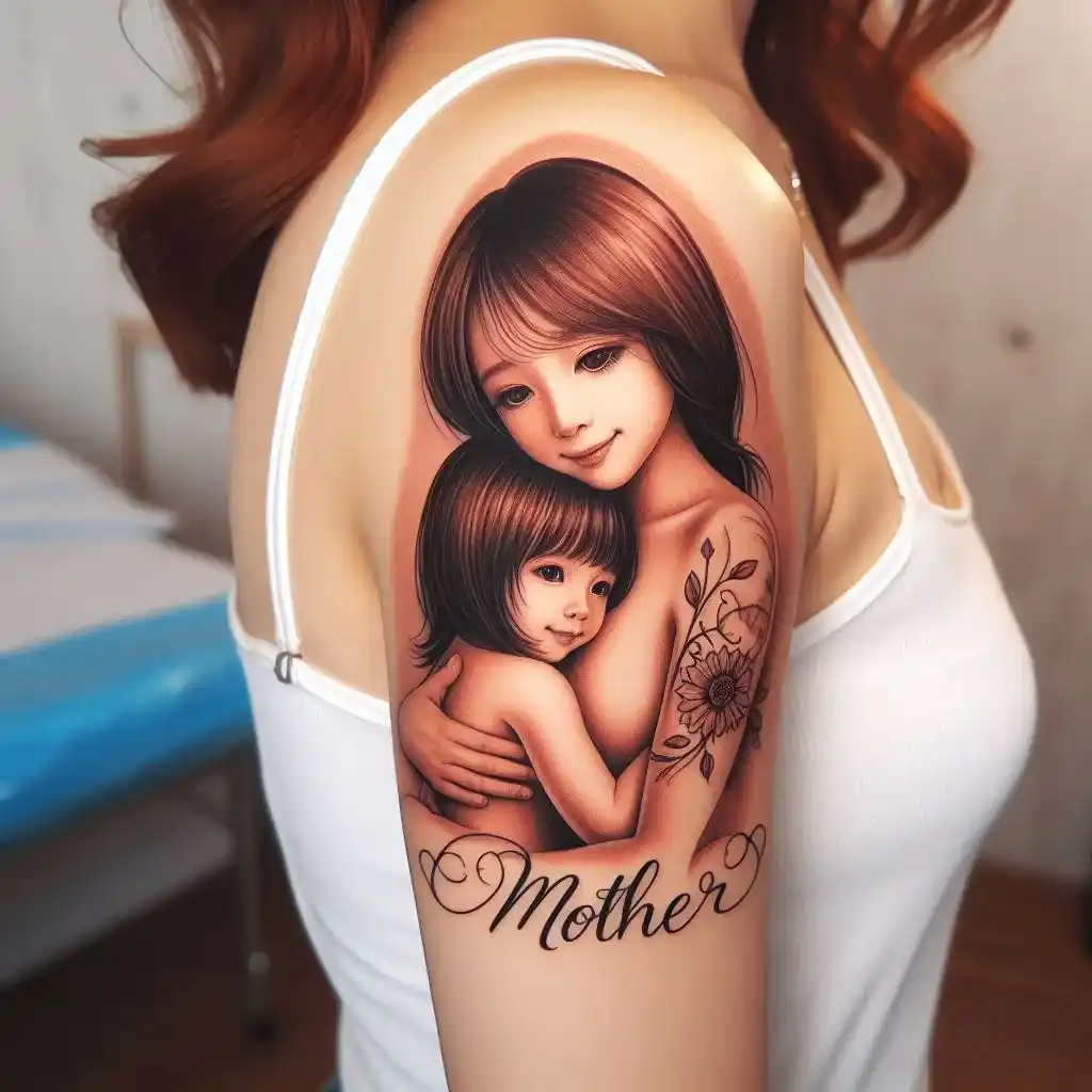 Mother and Child Name Tattoo