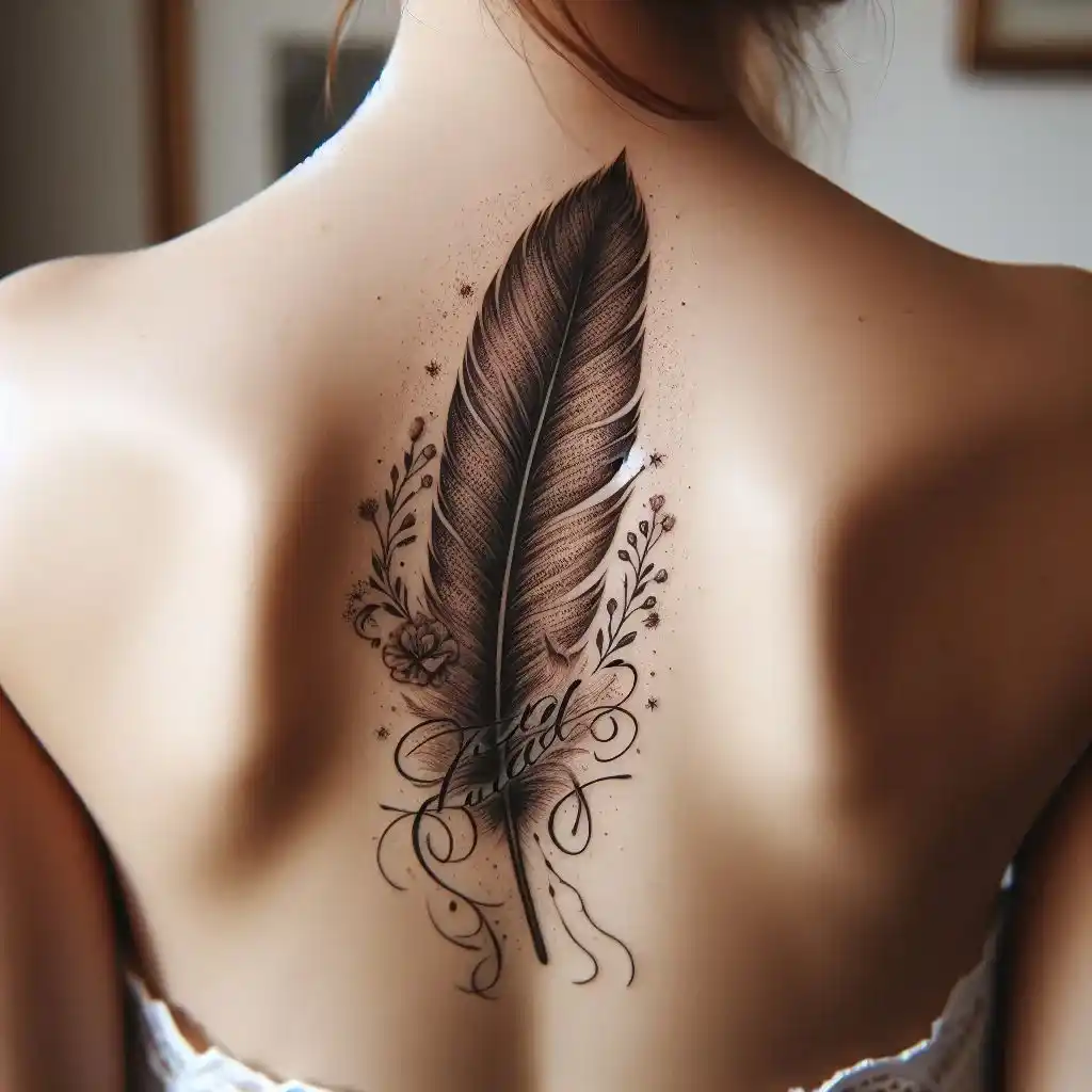 Name in a Feather Tattoo