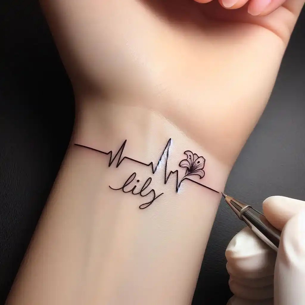 Name with Heartbeat Line