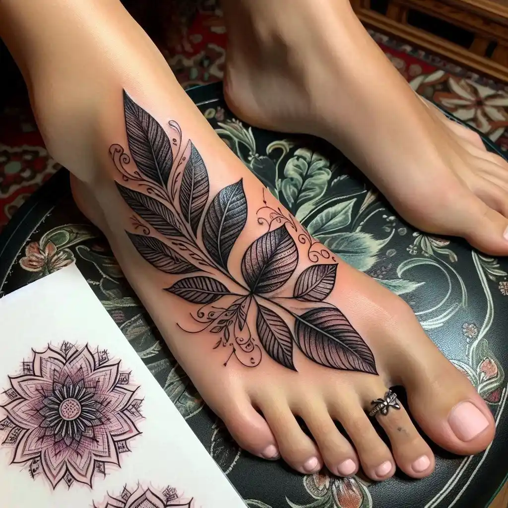 Nature-Inspired Leaf Tattoo