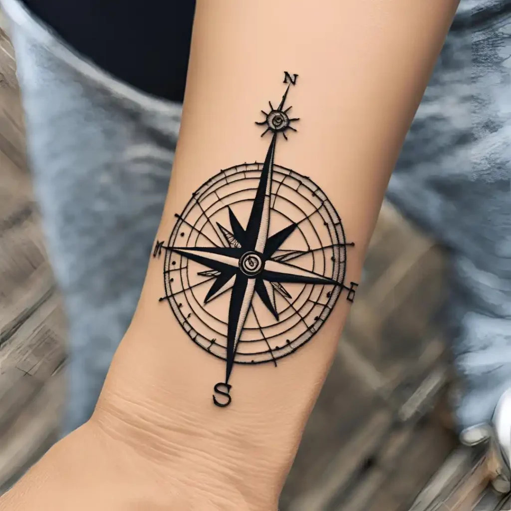 Compass Embroidery Tattoo