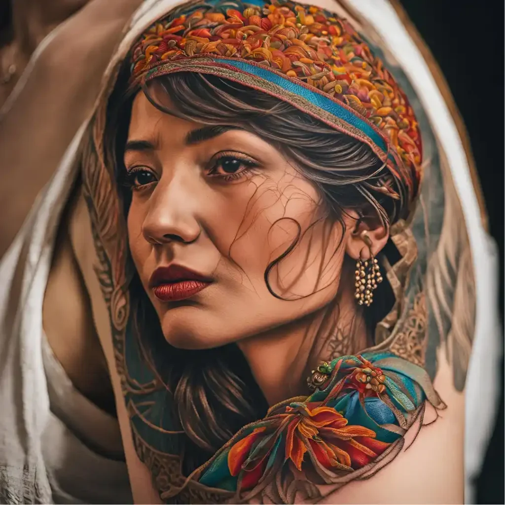 Embroidered Portrait Tattoo