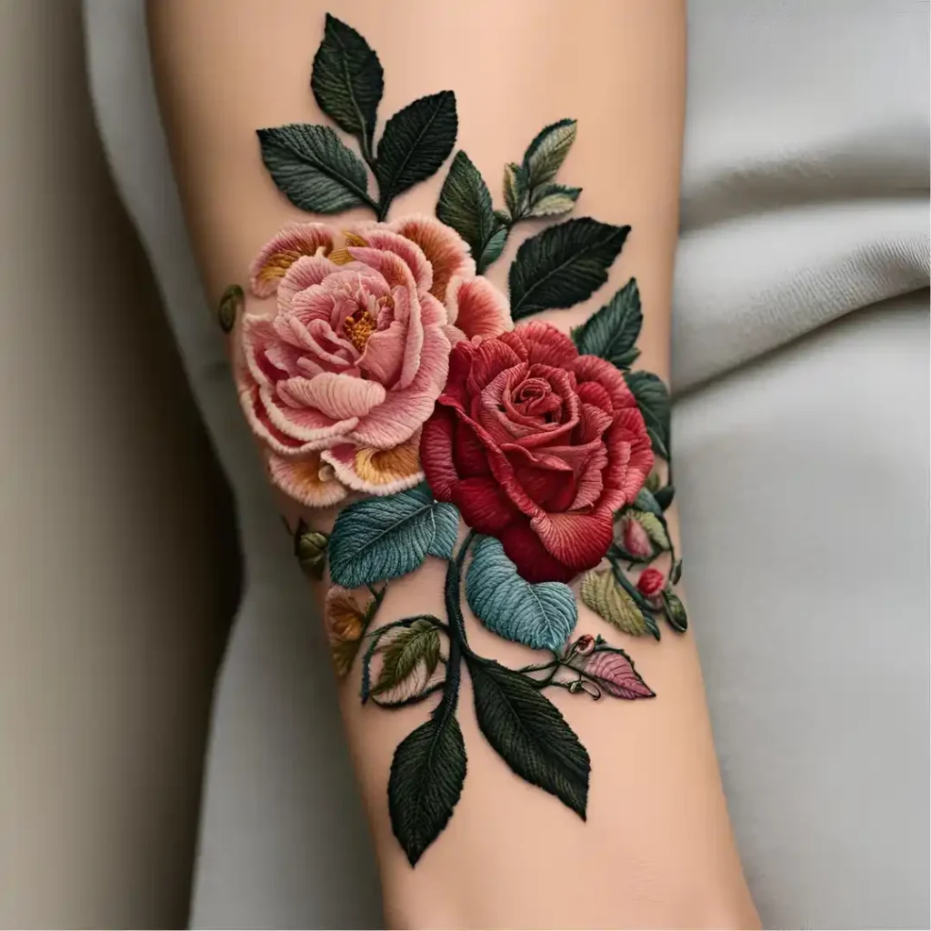 Floral Embroidery Tattoo