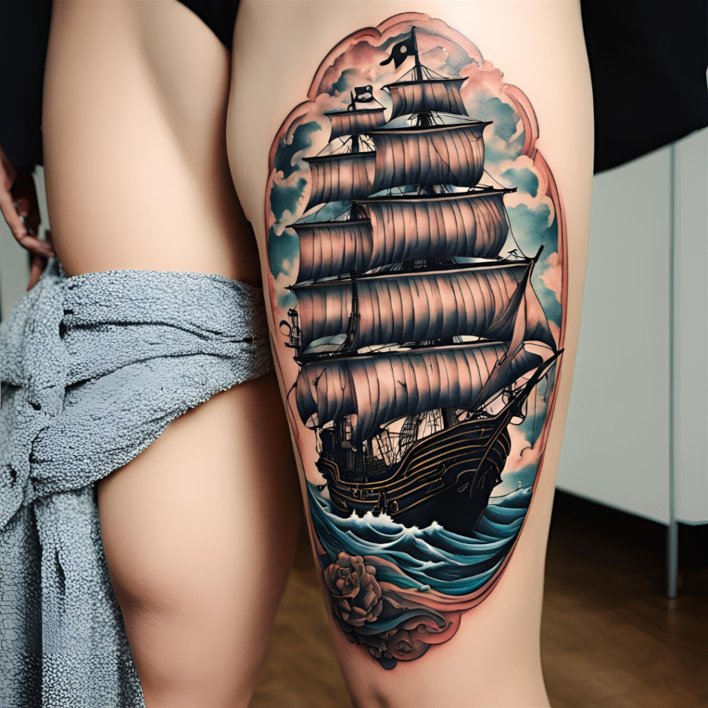 Pirate Ship Sailing the Seas