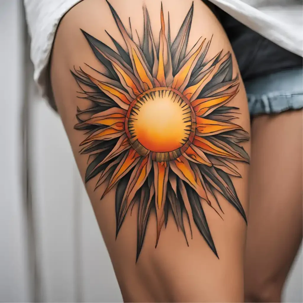 Sunburst Knee Tat