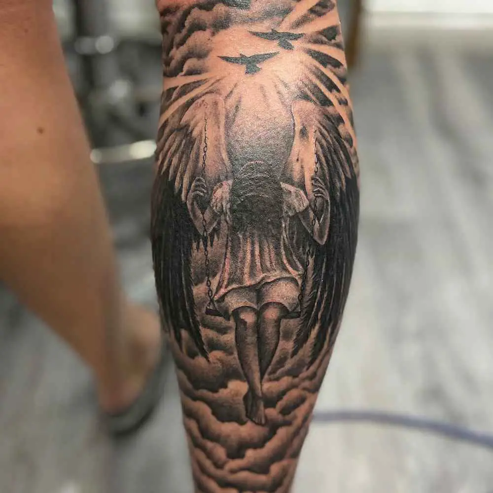 Angel Leg Tattoos