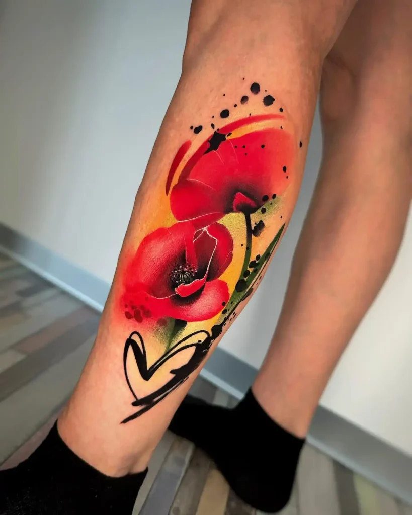 Astounding Colorful Abstract Poppy Tattoo