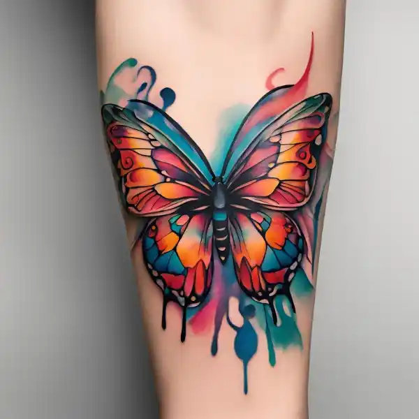 Butterfly with Abstract Brush Strokes