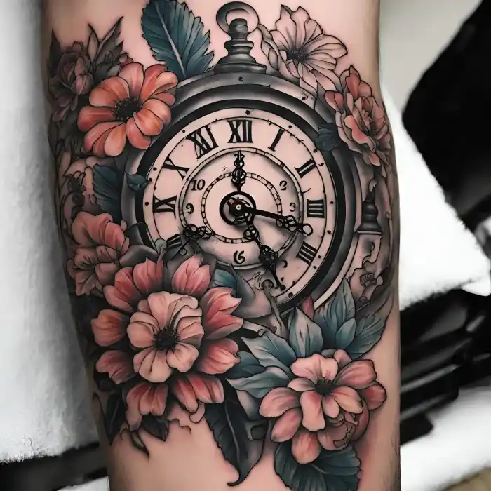 Clock with Flowers