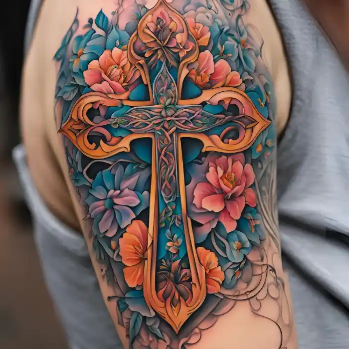 Cross with Flowers