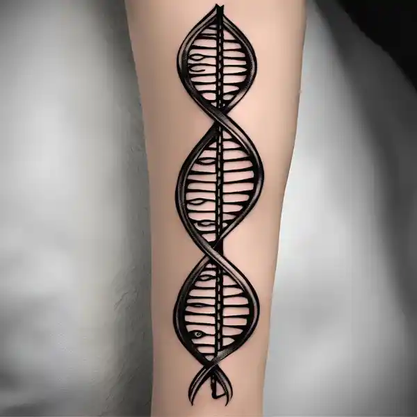 DNA Helix and Heartbeat Tattoo