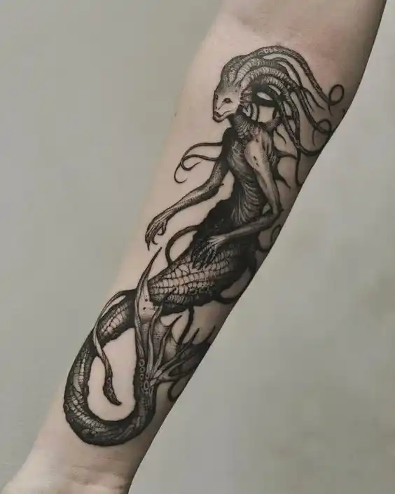 Dark Mermaid Feminine Tattoo Ideas