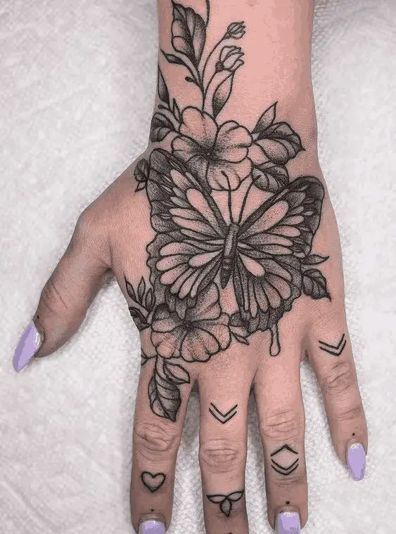 Flower Hand Tattoo