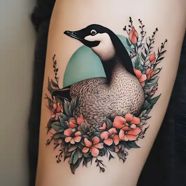 Goose with Floral Accents