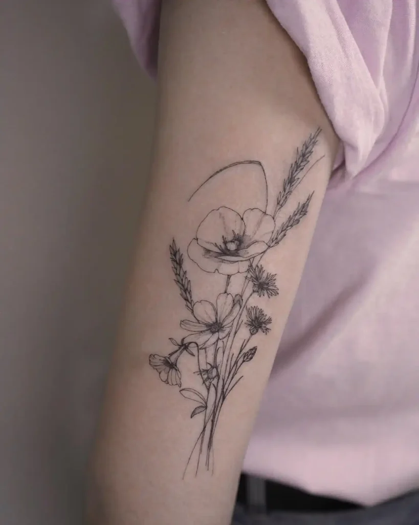 Gorgeous Feminine Poppy Tattoo