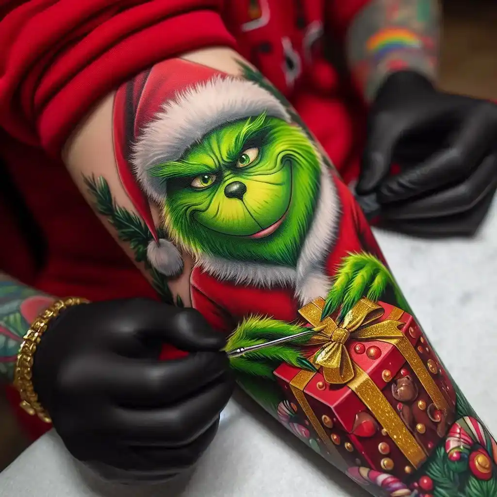 Grinch Wrapping a Present