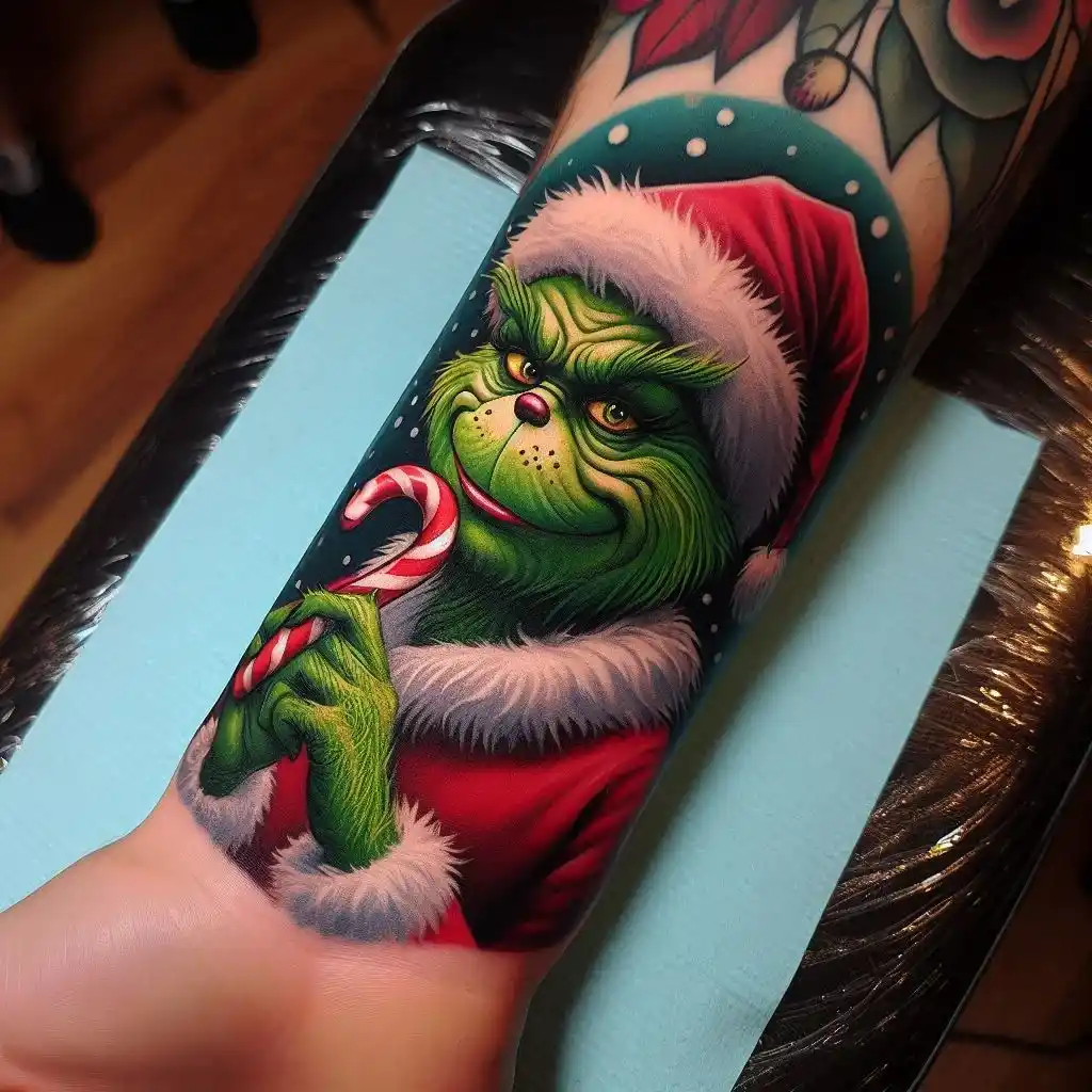 Grinch with a Candy Cane