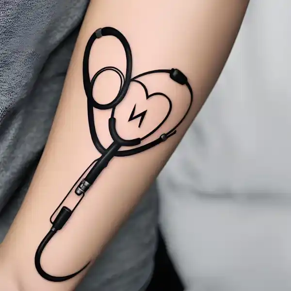 Heartbeat with Stethoscope Initials