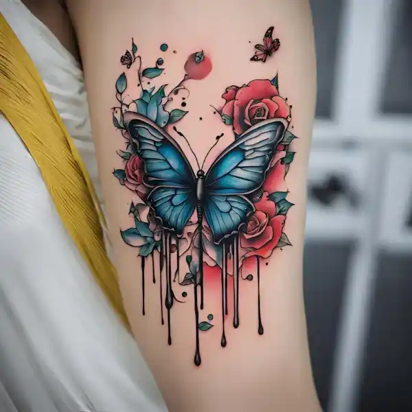 IV Drip and Butterfly Tattoo