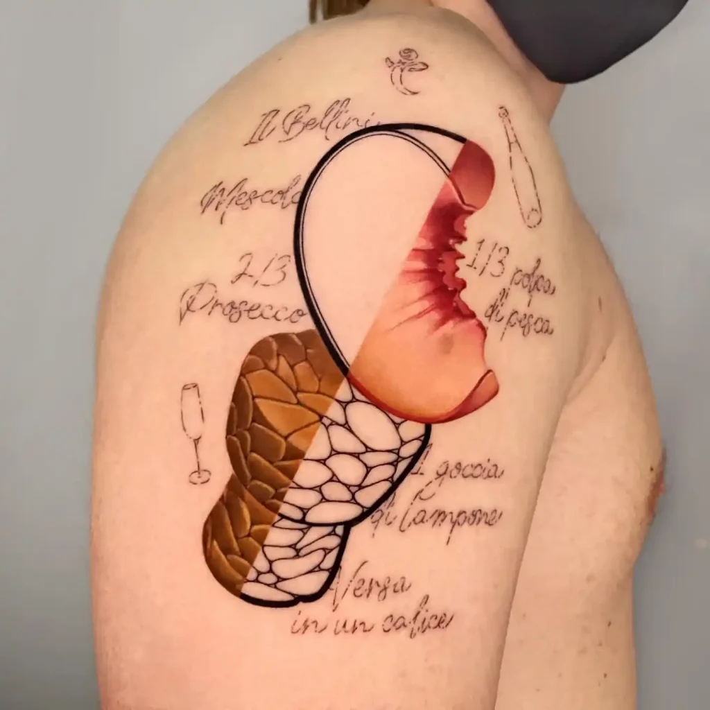 Mixed Art Styles: Grape and Cork Tattoo