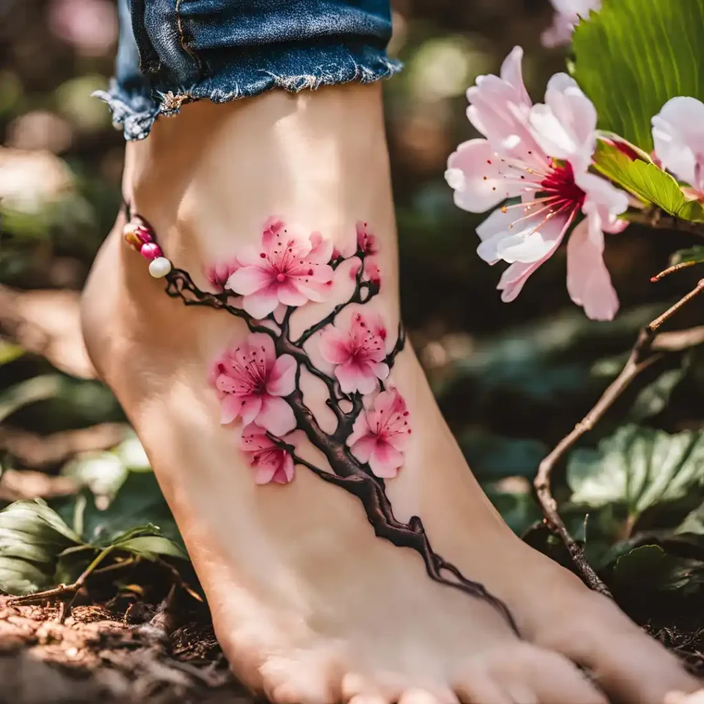 Sakura Anklet Tattoo