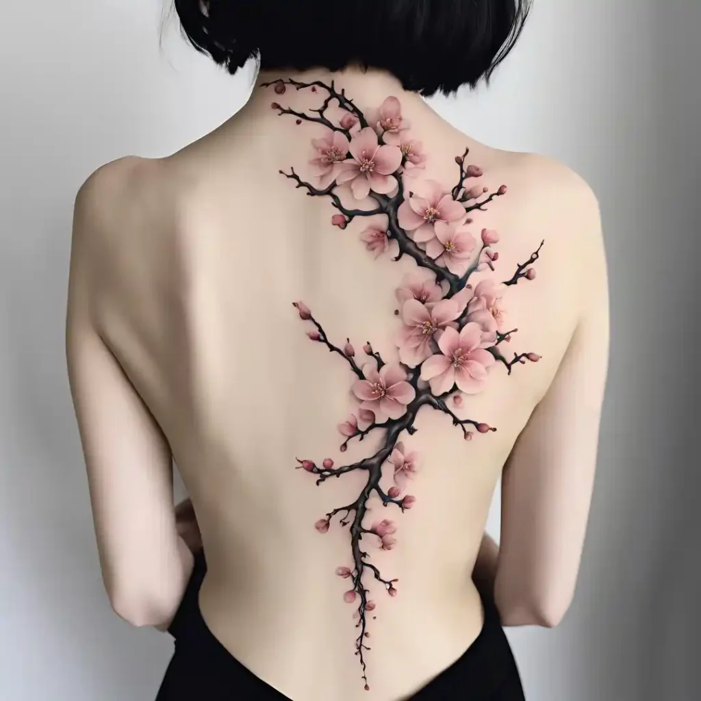 Sakura Spine Tattoo