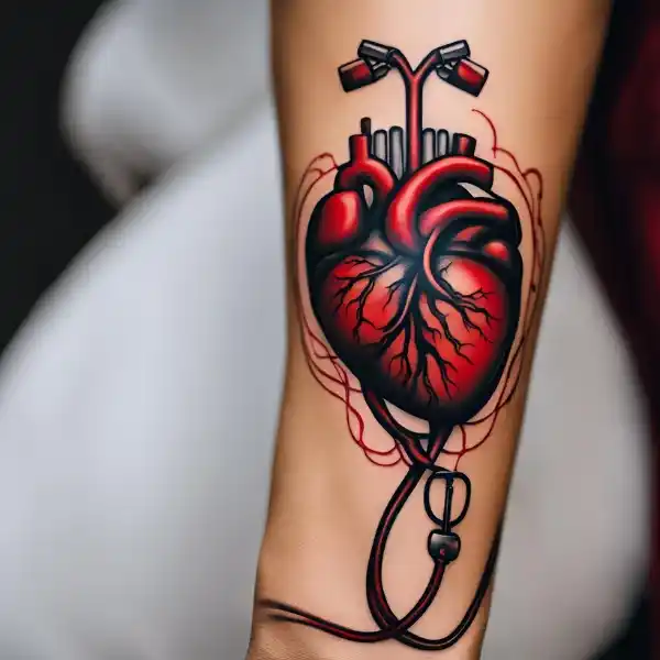 Stethoscope Heartbeat Tattoo