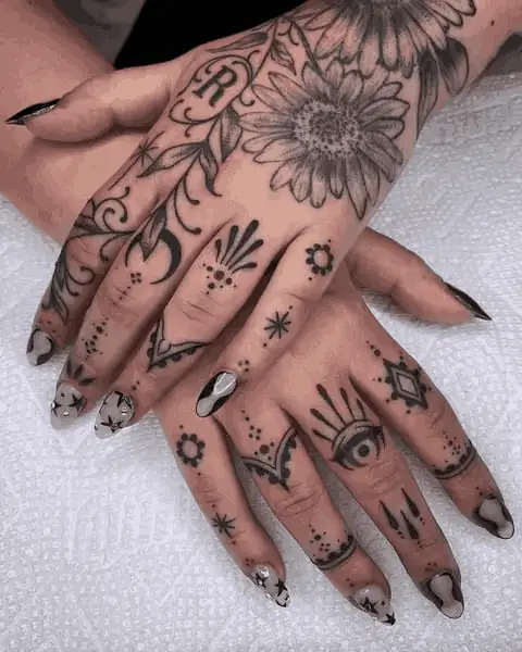 Sunflower Hand Tattoo