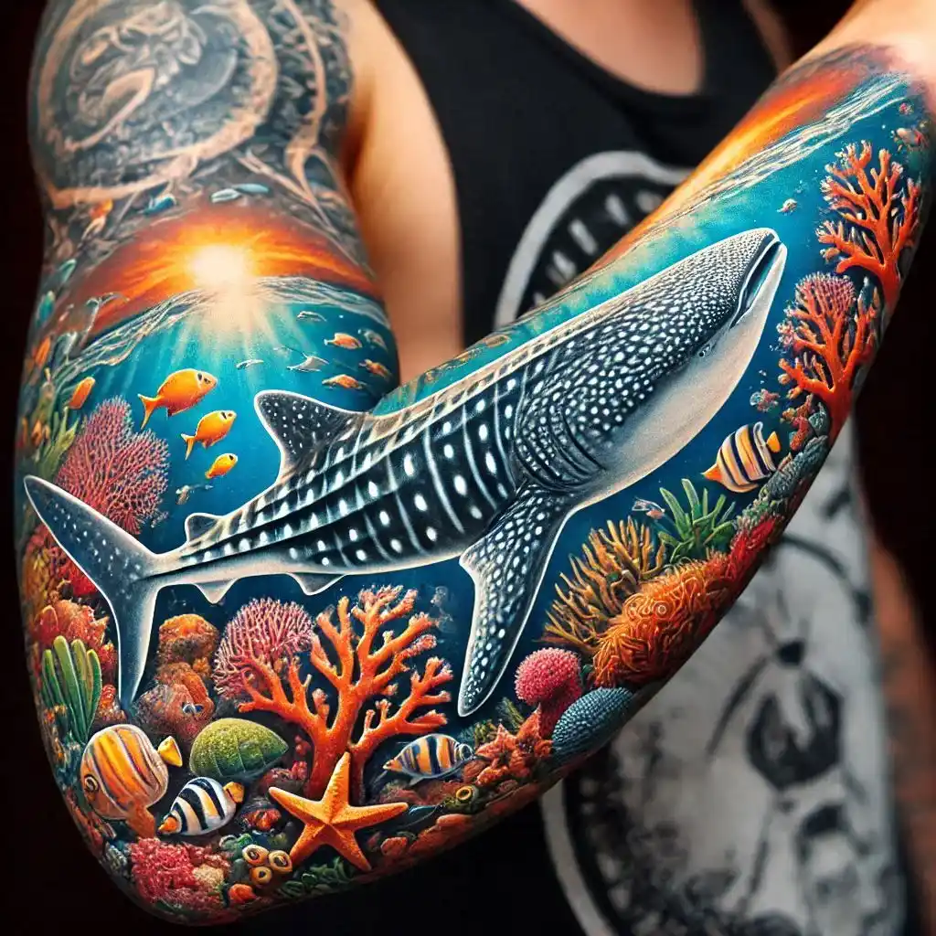 Whale Shark Sleeve Tattoo