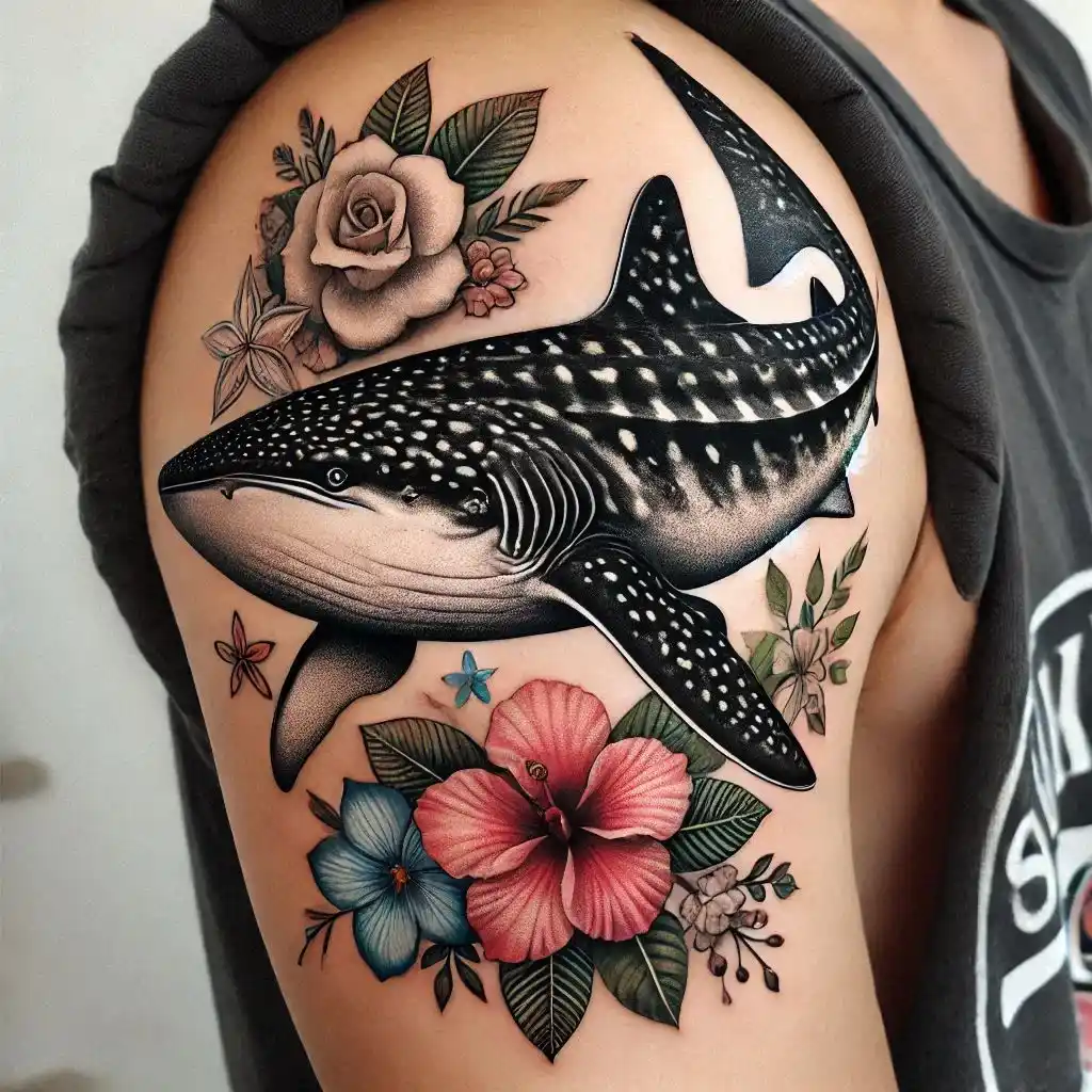 Whale Shark with Flowers